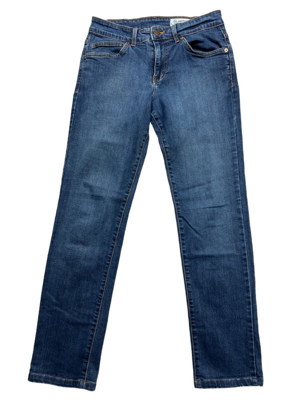 Aviator Mens Stretch Slim-Fit Jeans 30 Made In USA Dark Wash Broken Zipper